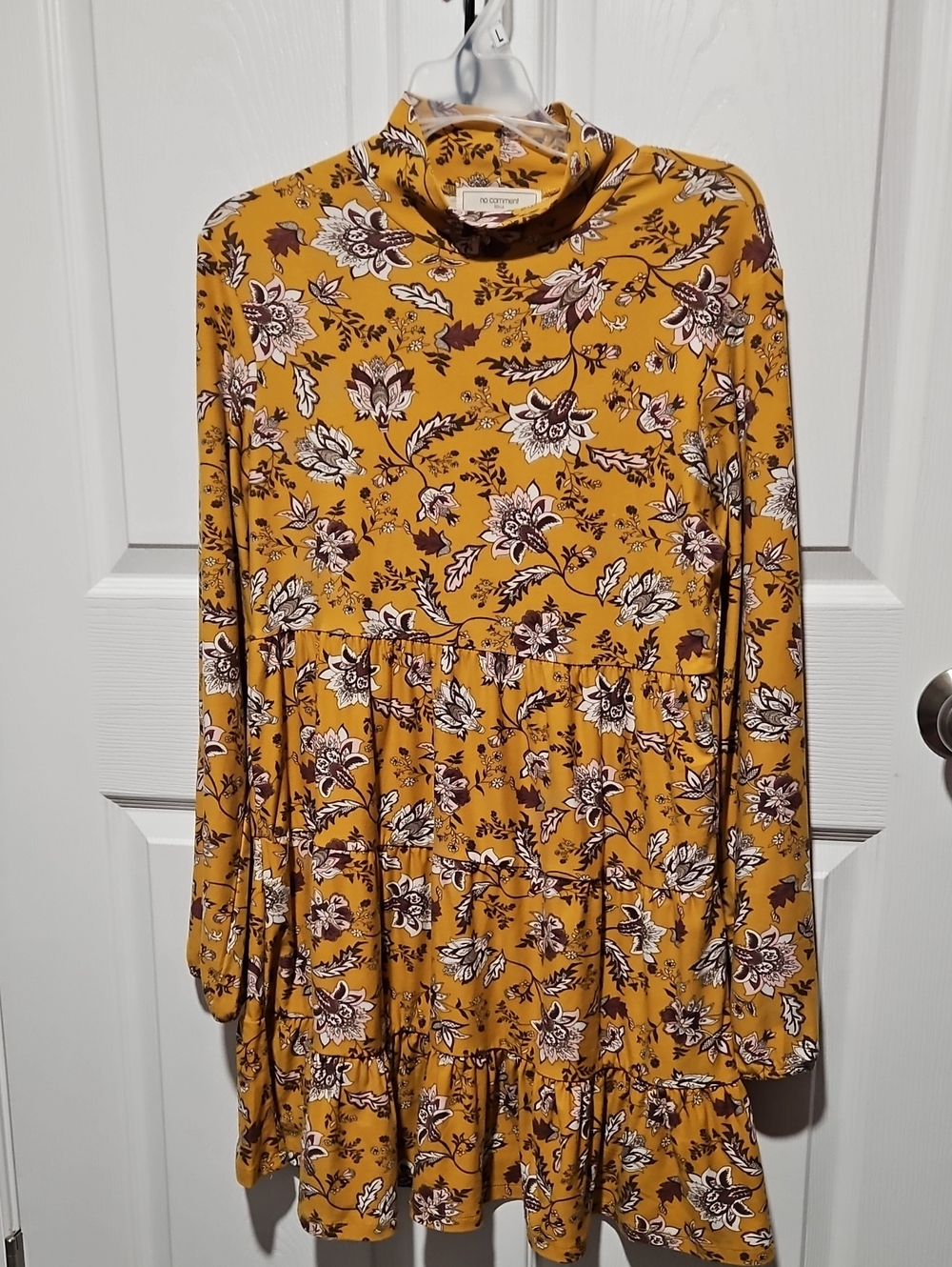 Floral Tiered Dress - Mustard Yellow